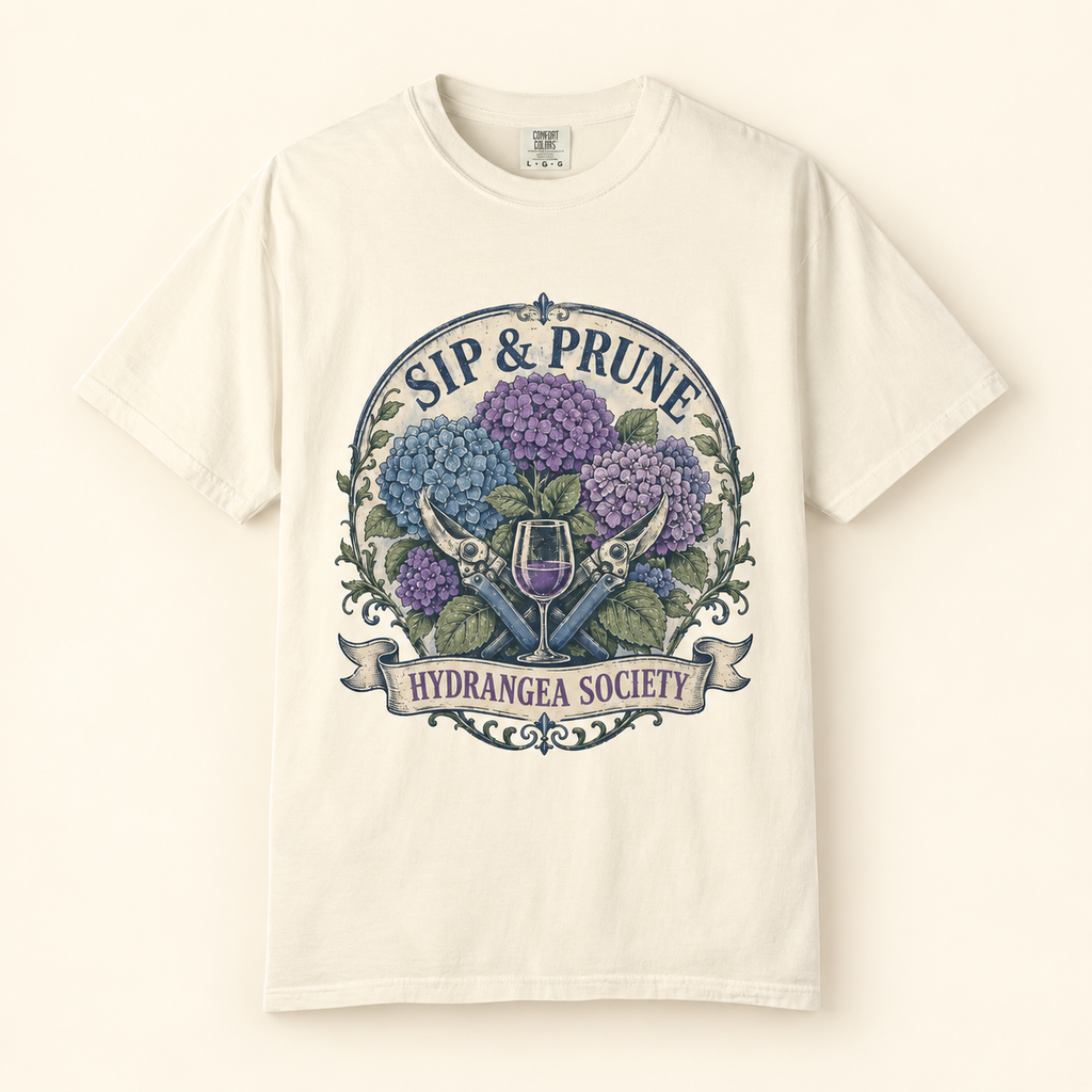 Sip & Prune Hydrangea Society Tee