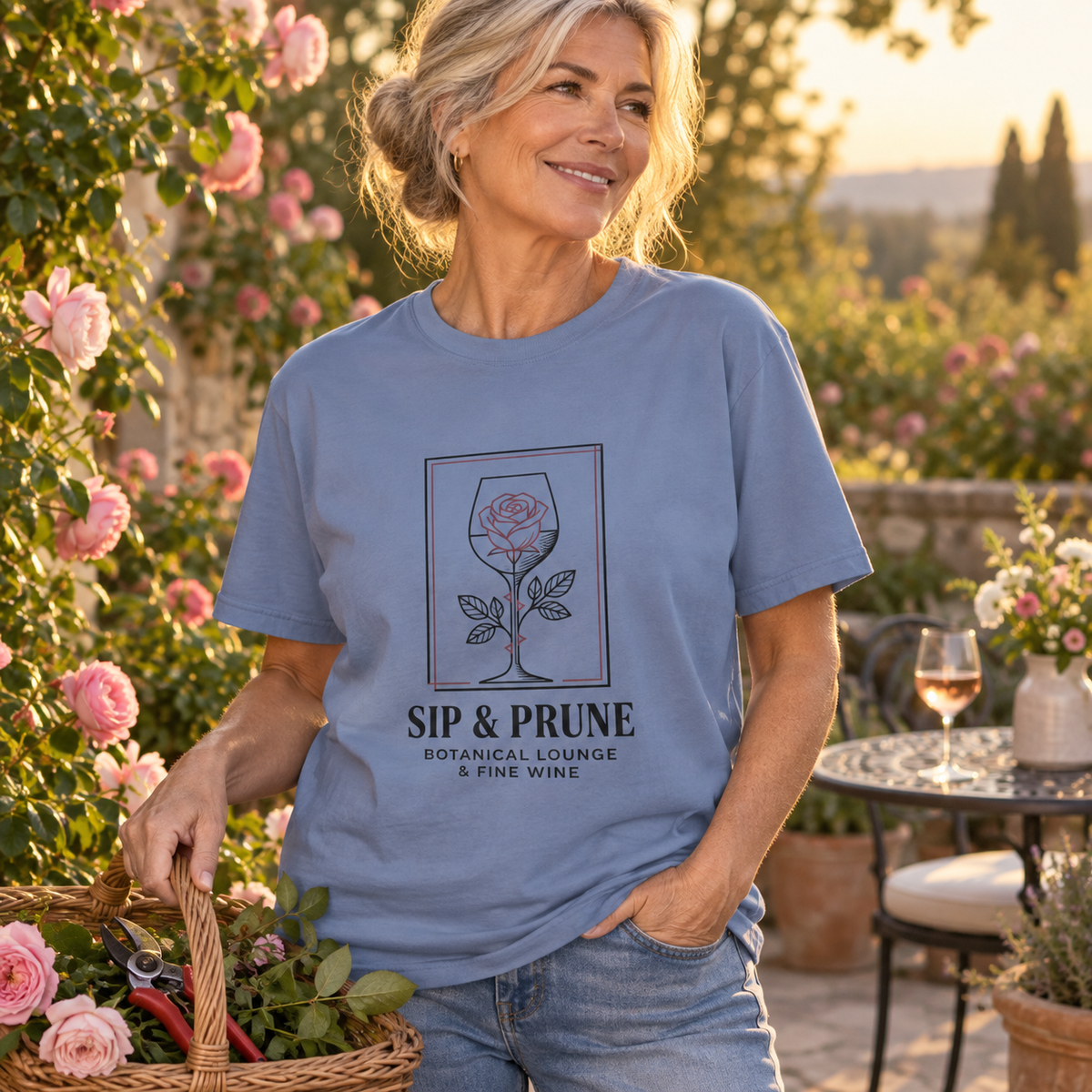 Sip & Prune Rose Society Tee
