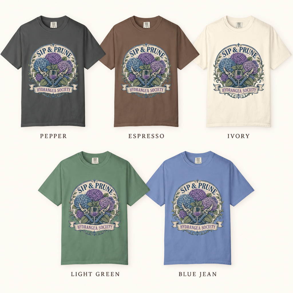 Sip & Prune Hydrangea Society Tee
