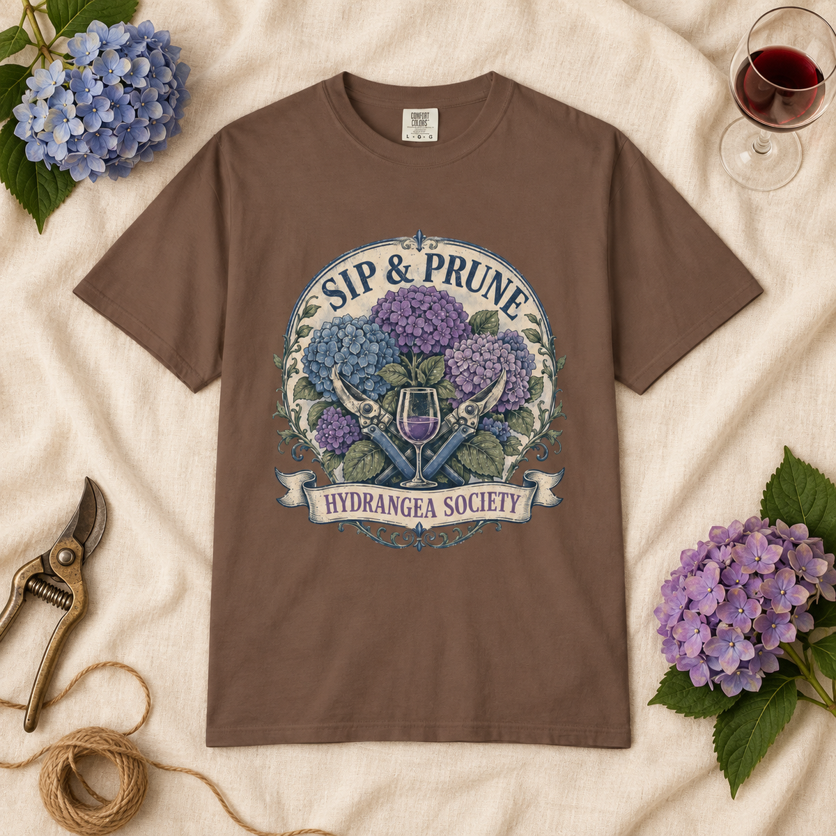 Sip & Prune Hydrangea Society Tee