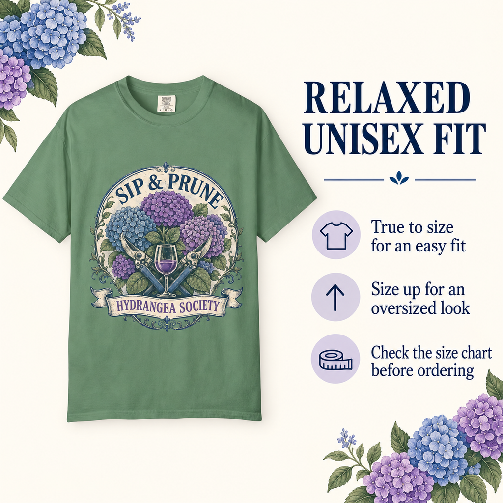 Sip & Prune Hydrangea Society Tee