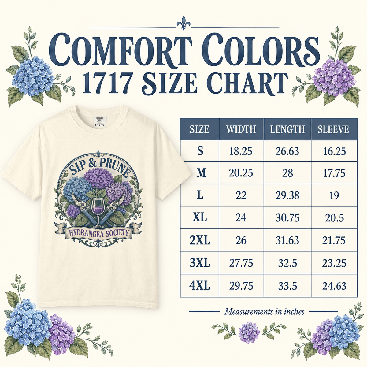 Sip & Prune Hydrangea Society Tee